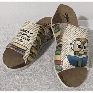 DOGO The Wise Owl Animal Wedge Platform Shoes Sandals Slides Leather Vegan
